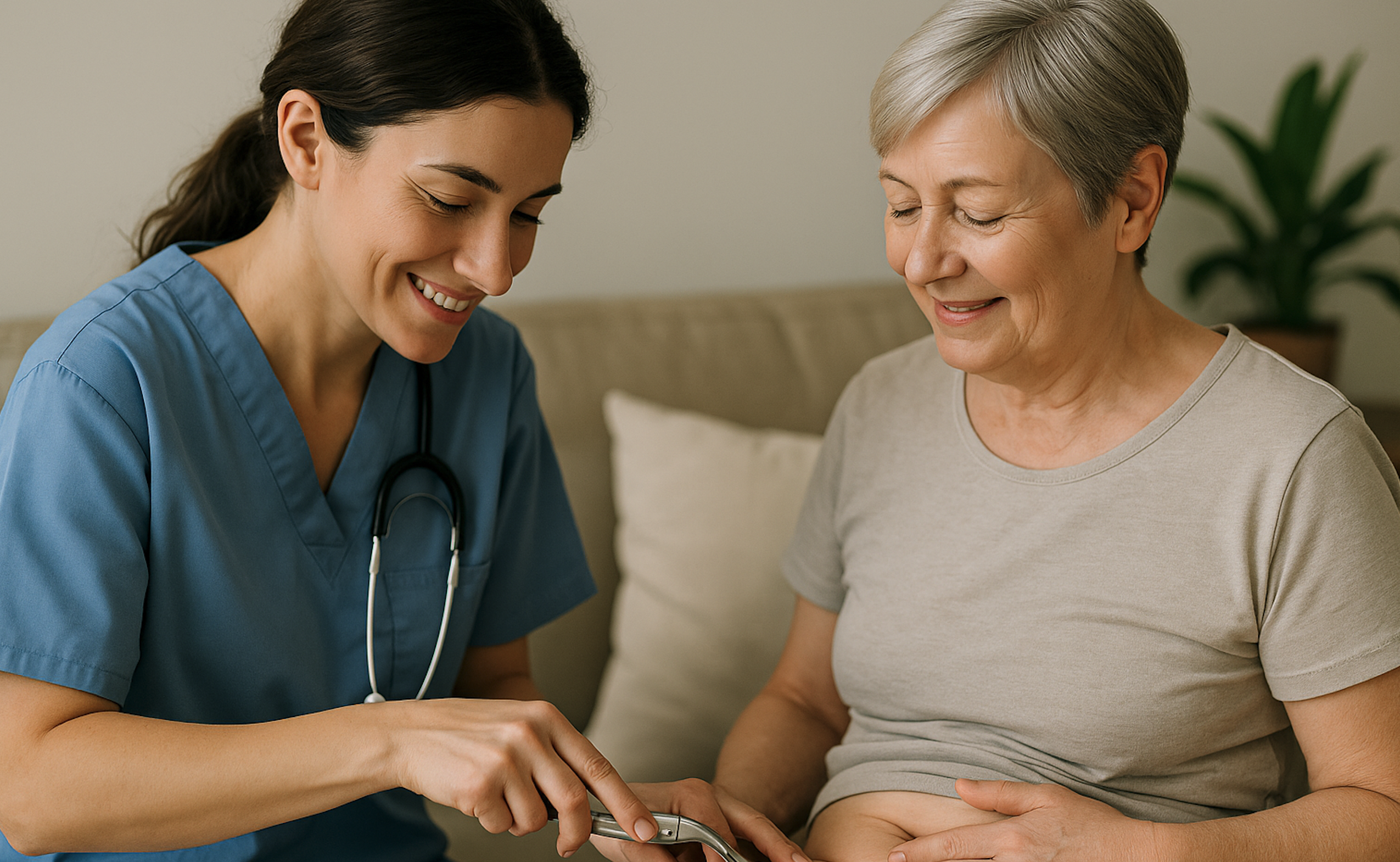 Infirmière libérale retirant des agrafes chirurgicales à domicile à Aix-en-Provence